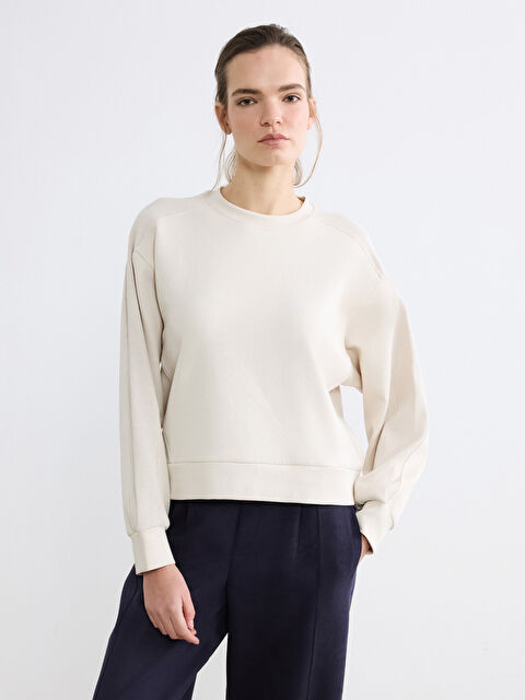 LCW Vision Bisiklet Yaka Oversize Kadın Sweatshirt - S6L584Z8-FYS