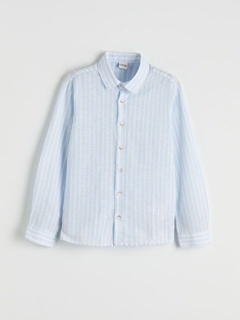 LCW Kids Çizgili Keten Karışımlı Erkek Çocuk Gömlek - S6L585Z4-LEN