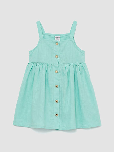 LCW ECO Kare Yaka Fırfırlı Kız Çocuk Elbise - S6L593Z1-RMR