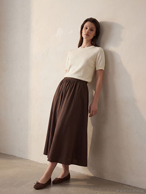 LCW Modest Beli Lastikli Kloş Etek - S6L617Z8-ZMR