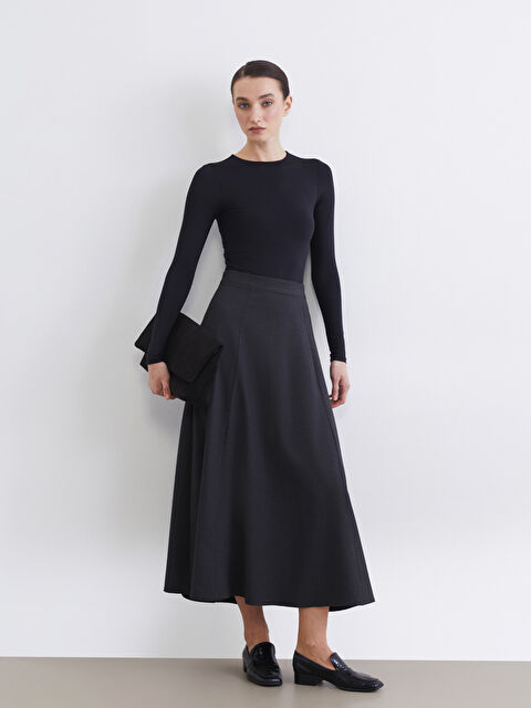 LCW Modest Beli Fermuarlı Kloş Etek - S6L618Z8-ZZX