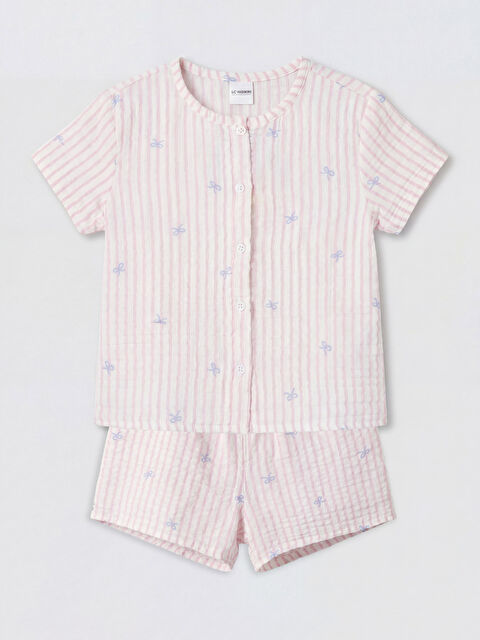 LCW Kids Bisiklet Yaka Kız Çocuk Şortlu Pijama Takımı
