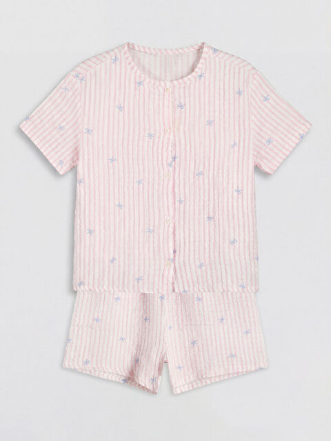 LCW Kids Desenli Kız Çocuk Şortlu Pijama Takımı