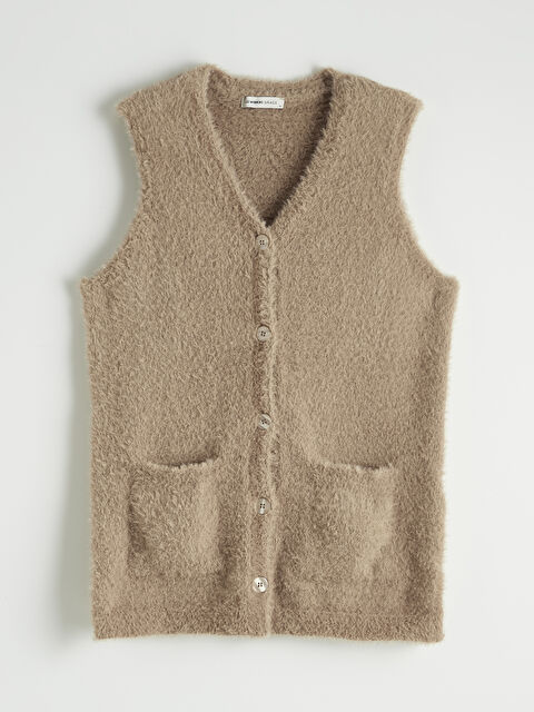 LCW Grace V Yaka Kadın Triko Yelek	 - S6L665Z8-QYZ