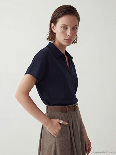 LCWAIKIKI Classic Polo Yaka Kadın Tişört - S6L674Z8-DDG