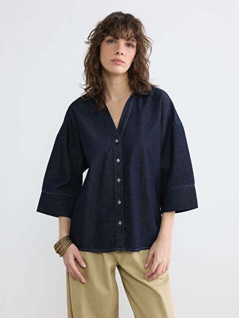 LCW Vision Loose Fit Kadın Jean Gömlek - S6L681Z8-309