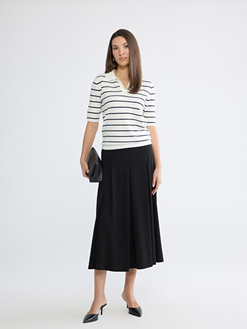 LCWAIKIKI Classic Beli Fermuarlı Pileli Etek - S6L698Z8-CVL