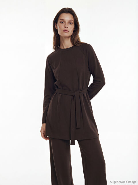 LCW Modest Bisiklet Yaka Soft Touch Kadın Sweatshirt Tunik - S6L699Z8-HMK