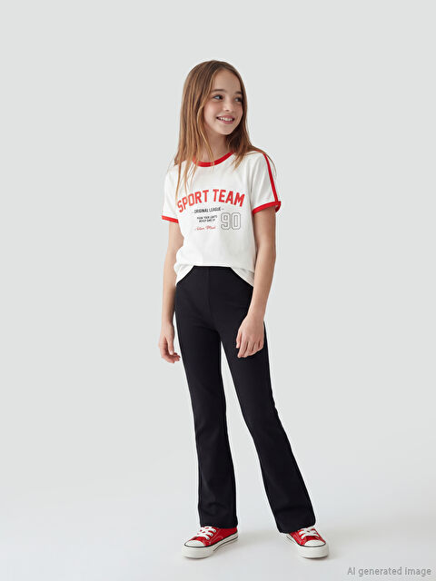 LCW Kids Beli Lastikli İspanyol Paça Kız Çocuk Tayt - S6L707Z4-CVL