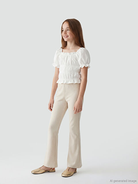 LCW Kids Beli Lastikli İspanyol Paça Kız Çocuk Tayt - S6L707Z4-G5M