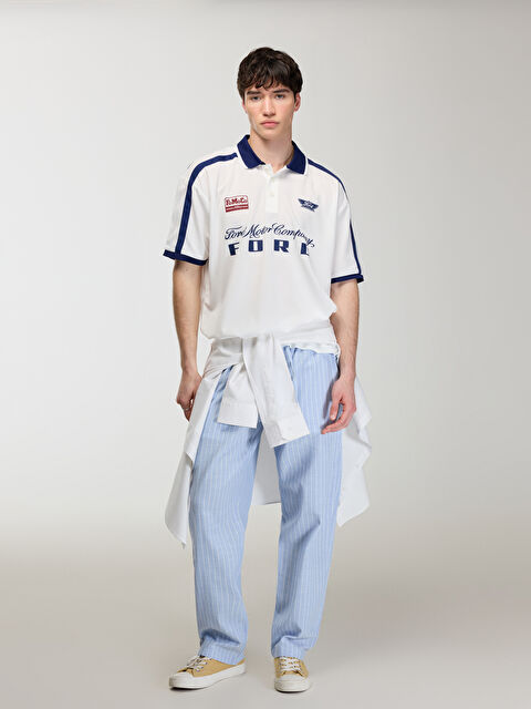 XSIDE Polo Yaka Ford Baskılı Oversize Erkek Tişört