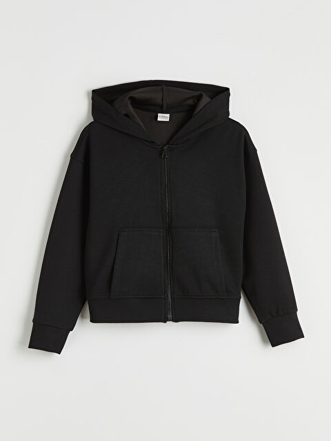 LCW Kids Kapüşonlu Kız Çocuk Soft Touch Fermuarlı Sweatshirt - S6L713Z4-CVL