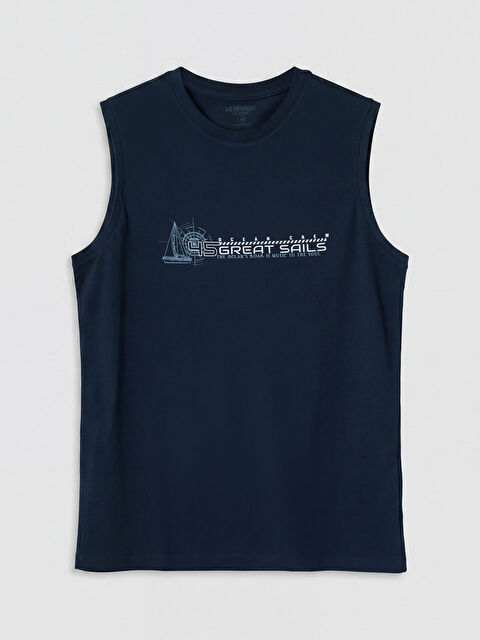 LCWAIKIKI Classic Bisiklet Yaka Baskılı Penye Erkek Kolsuz Tişört