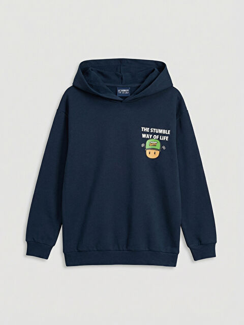 LCW Kids Stumble Guys Baskılı Kapüşonlu Erkek Çocuk Sweatshirt - S6L735Z4-DWP