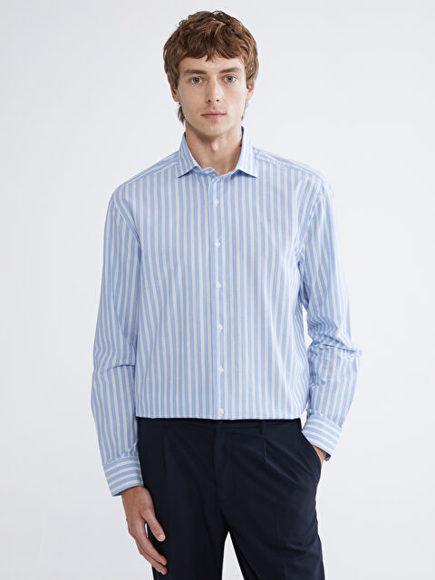 SOUTHBLUE Regular Fit Çizgili Poplin Erkek Gömlek - S6L786Z8-LEH