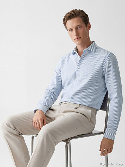 SOUTHBLUE Regular Fit Çizgili Poplin Erkek Gömlek - S6L786Z8-LJX