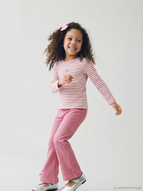 LCW Kids Simli Fiyonk Detaylı İspanyol Paça Kız Çocuk Tayt - S6L802Z1-FNX