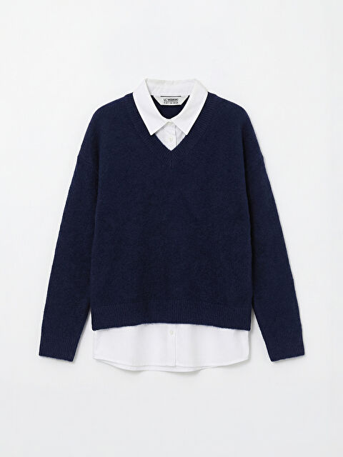 LCW Kids Gömlek Yaka Kız Çocuk Triko Kazak - S6L813Z4-HRC