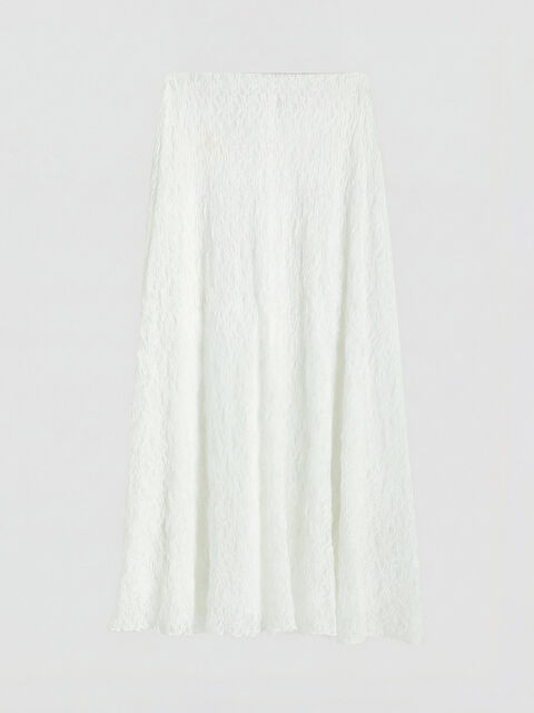 LCW Modest Beli Lastikli Dantelli Etek