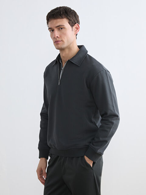 LCW Vision Fermuar Kapamalı Polo Yaka Erkek Sweatshirt - S6L851Z8-HGG