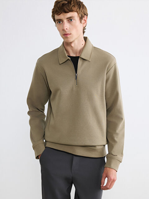 LCW Vision Polo Yaka Erkek Sweatshirt - S6L853Z8-GYP