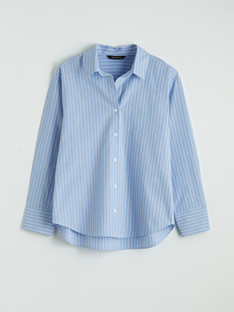 LCWAIKIKI Classic Çizgili Poplin Kadın Gömlek - S6L869Z8-LEN