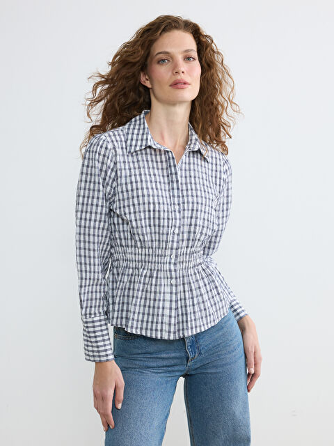 LCWAIKIKI Classic Ekose Büzgülü Kadın Gömlek - S6L870Z8-LN6