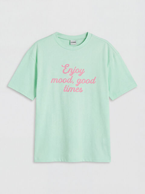 LCW Kids تي شيرت مطبوع بياقة دائرية للبنات