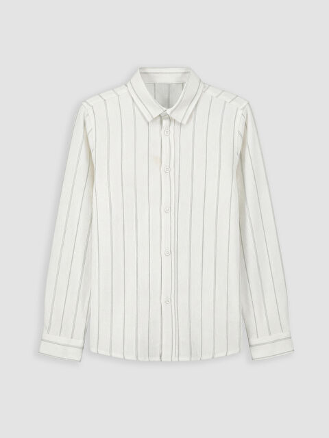 LCW Kids Uzun Kollu Çizgili Armürlü Erkek Çocuk Gömlek - S6L918Z4-LFT