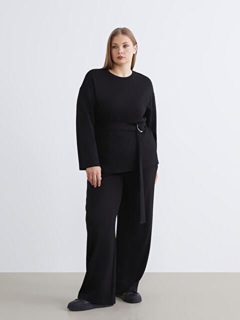 Soulife Beli Lastikli Geniş Paça Kadın Pantolon - S6L927Z8-CVL