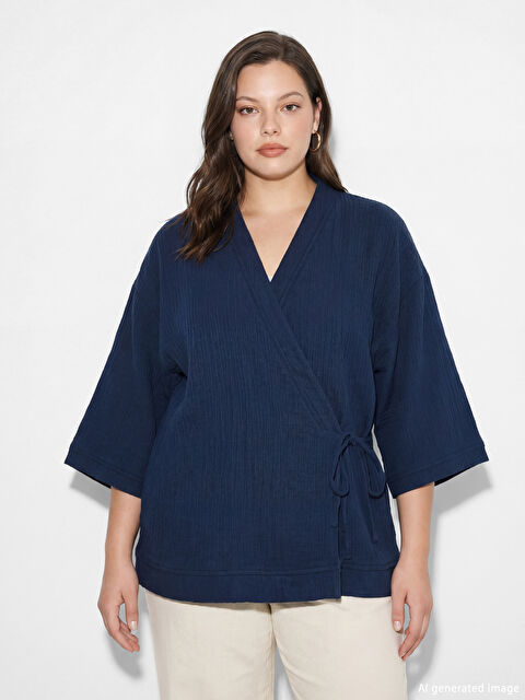 LCW Vision Kruvaze Yaka Dokulu Kadın Kimono