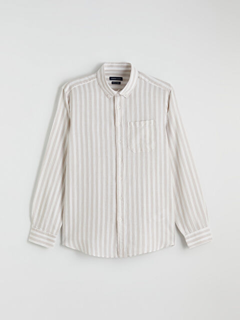 LCWAIKIKI Classic Regular Fit Çizgili Armürlü Erkek Gömlek - S6L960Z8-LEC