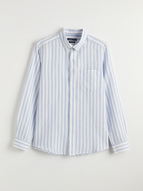 LCWAIKIKI Classic Regular Fit Çizgili Armürlü Erkek Gömlek - S6L960Z8-LEN