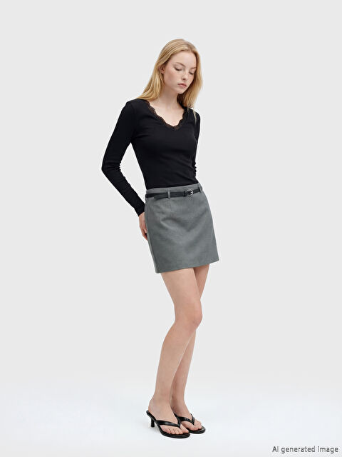 XSIDE Beli Kemerli Mini Etek	