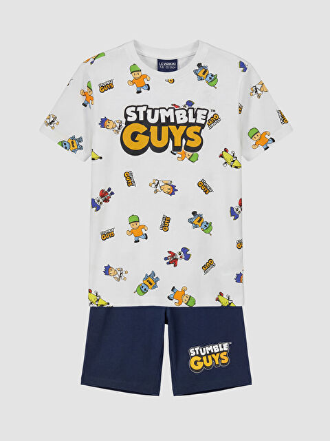 LCW Kids Stumble Guys Baskılı Erkek Çocuk Şortlu Pijama Takımı