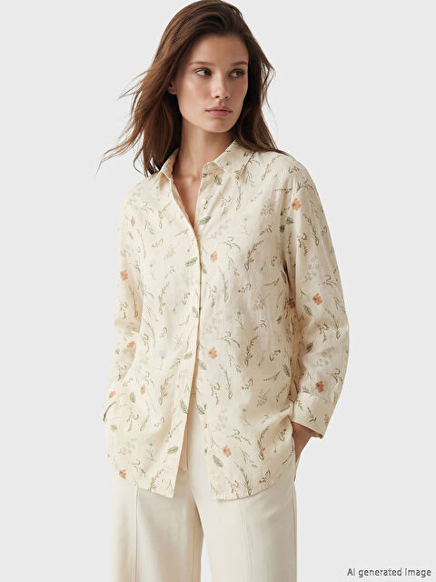 LCW Modest Desenli Oversize Kadın Gömlek Tunik