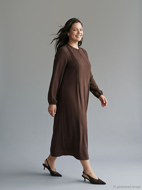 LCW Grace Hakim Yaka Dikiş Detaylı Elbise - S6LA40Z8-1FY