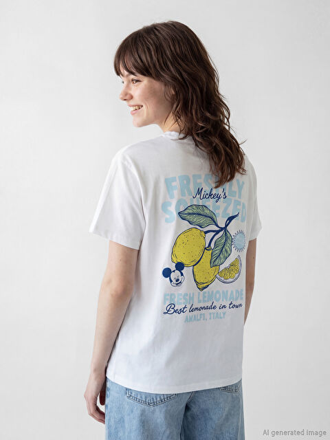 XSIDE Rundhalsausschnitt Mickey Mouse Bedrucktes Damen T-Shirt