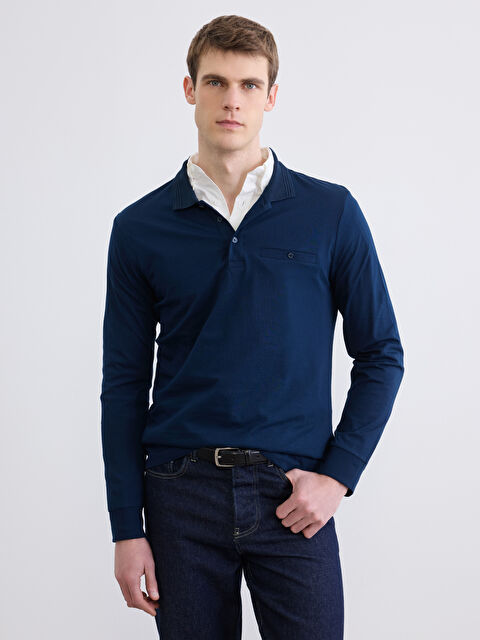 LCWAIKIKI Classic Polo Yaka Uzun Kollu Erkek Tişört - S6LB02Z8-DWP