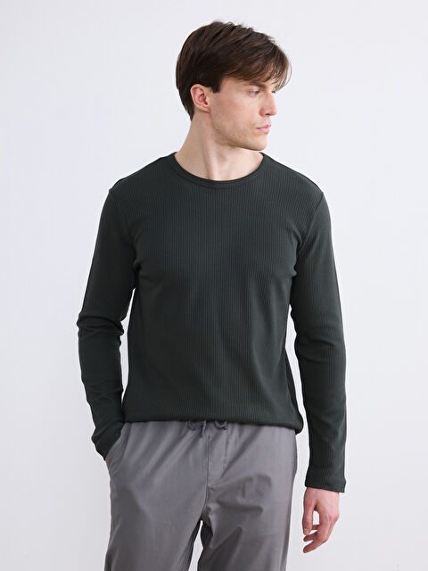 LCWAIKIKI Classic Bisiklet Yaka Uzun Kollu Erkek Tişört - S6LB03Z8-1Y2