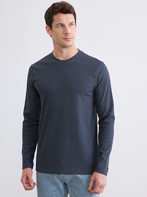 LCWAIKIKI Classic Bisiklet Yaka Uzun Kollu Ribana Erkek Tişört - S6LB04Z8-YKZ