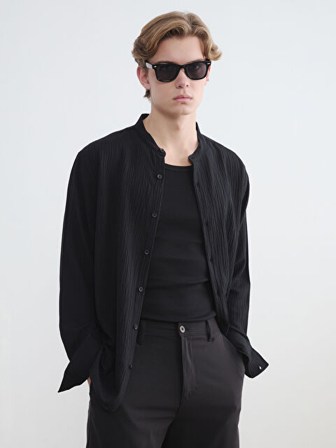 XSIDE Regular Fit Hakim Yaka Erkek Dokulu Gömlek - S6LB11Z8-RQL