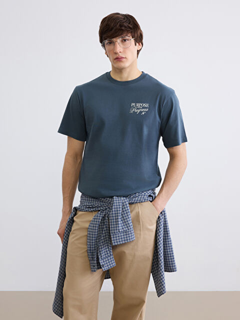 XSIDE Bisiklet Yaka Baskılı Penye Erkek Tişört - S6LB71Z8-8J3