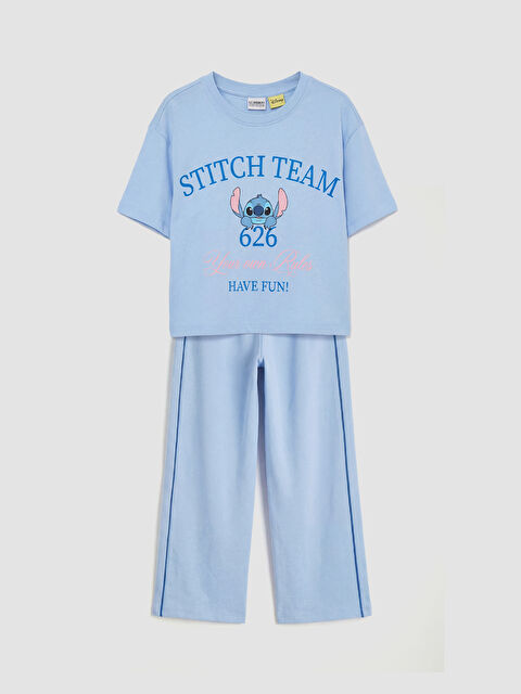 LCW Kids Stitch Printed Girls' T-Shirt and Sweatpants - S6LB77Z4-YTE