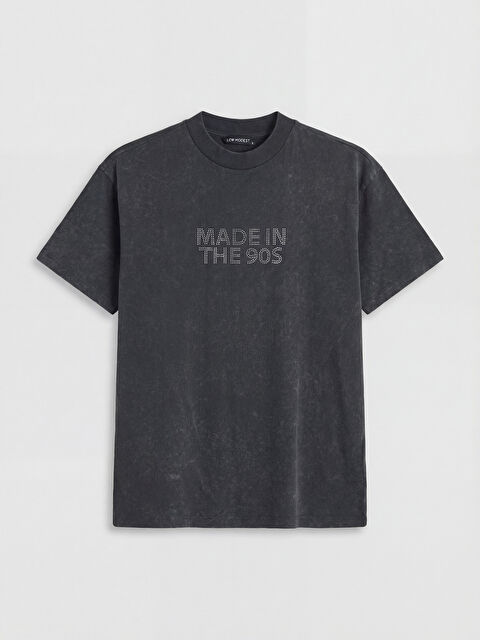 LCW Modest Bisiklet Yaka Taş İşlemeli Kadın Tişört - S6LB95Z8-JPT