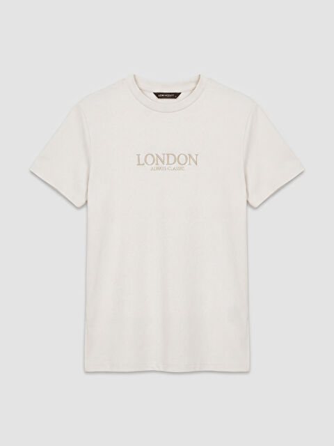 LCW Modest Bisiklet Yaka London Baskılı Kadın Tişört - S6LB96Z8-1AL