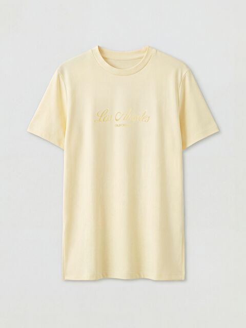 LCW Modest Bisiklet Yaka Los Angeles Baskılı Kadın Tişört - S6LB96Z8-FDS