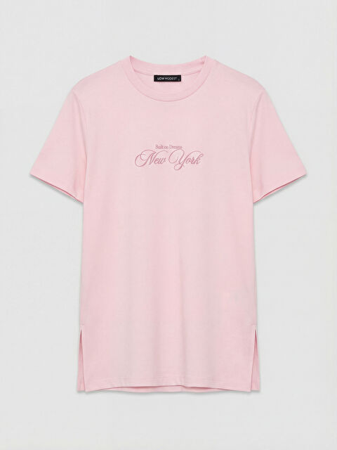 LCW Modest Bisiklet Yaka New York Baskılı Kadın Tunik - S6LB96Z8-FXC