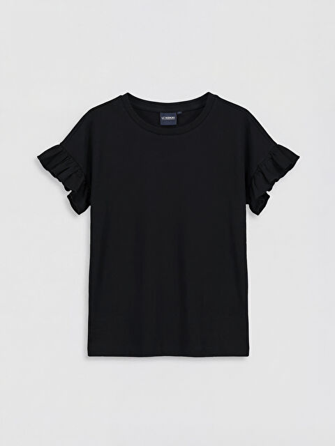 LC WAIKIKI Bisiklet Yaka Fırfırlı Kız Çocuk Tişört - S6LC04Z4-CVL