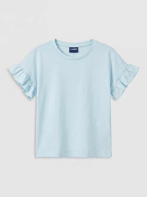 LC WAIKIKI Bisiklet Yaka Fırfırlı Kız Çocuk Tişört - S6LC04Z4-FUX